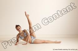 Swimsuit Gymnastic poses Woman White Moving poses Slim long brown Dynamic poses Academic